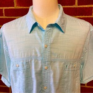 -*HP* Izod Saltwater Relaxed Classics Aqua Blue Chambray Button-Down Shirt XXL